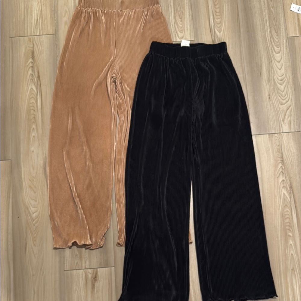 SHEIN Tan and Black ribbed Trousers